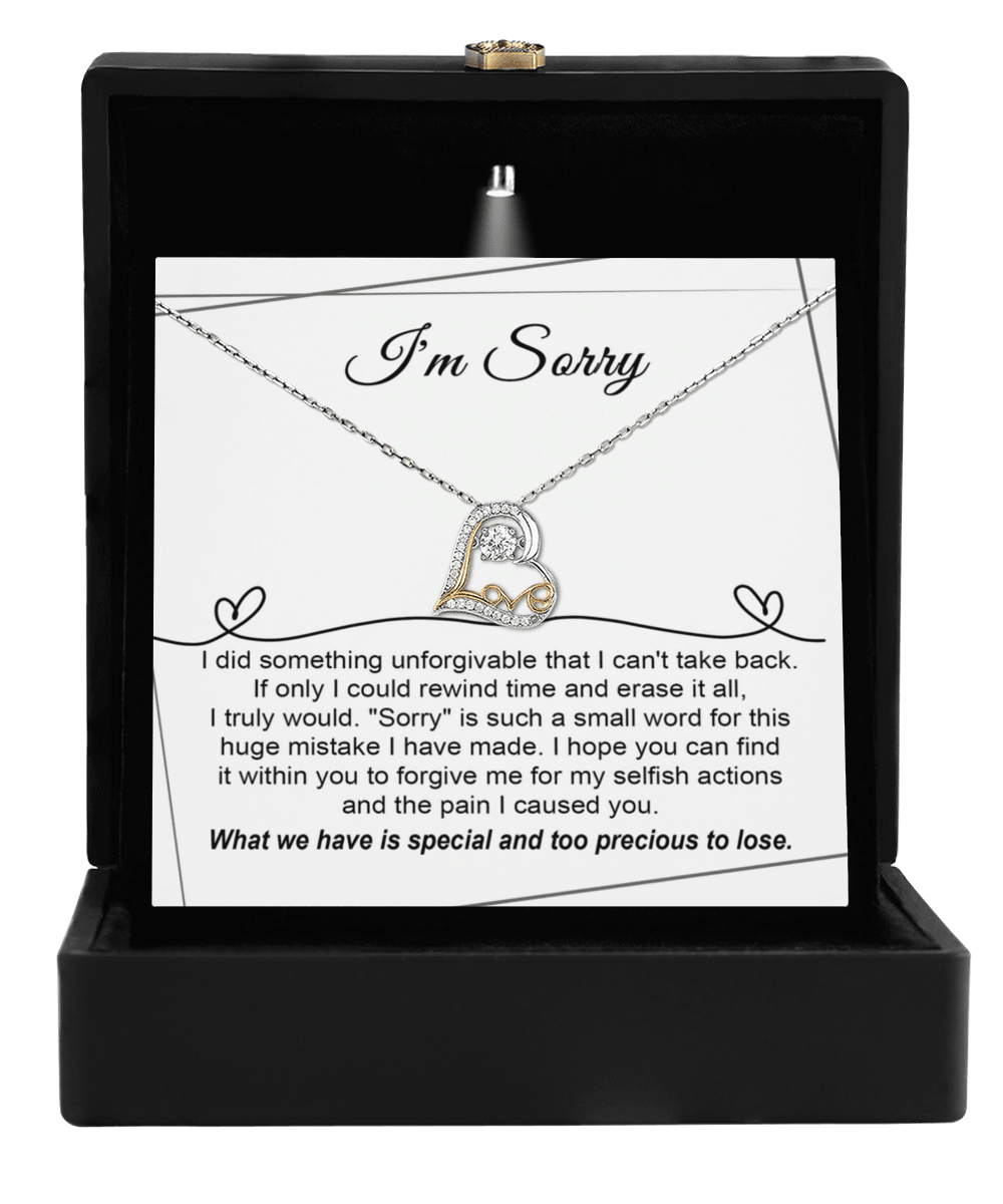 Apology Gift for Girlfriend, Wife, Soulmate - I'm Sorry, Forgive Me for the Pain I Caused You  - Love Heart Pendant Necklace - Mallard Moon Gift Shop