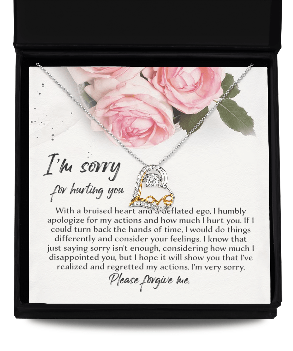 Apology Gift - Sorry, Regretted My Actions - Love Dancing Heart Pendant Necklace - Mallard Moon Gift Shop