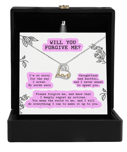Apology Gift for Girlfriend, Wife, Soulmate - Sorry, Never Meant To Upset You - Love Dancing Heart Pendant Necklace - Mallard Moon Gift Shop