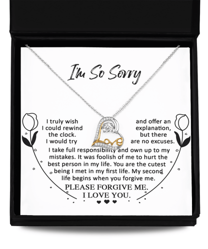 Apology Gift for Girlfriend, Wife, Soulmate - Sorry, My First Life - Love Dancing Heart Pendant Necklace - Mallard Moon Gift Shop