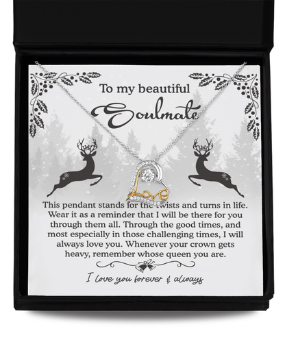 To My Beautiful Soulmate I Will Be There For You Christmas Anniversary Heart Pendant Necklace for Wife Girlfriend Jewelry - Mallard Moon Gift Shop