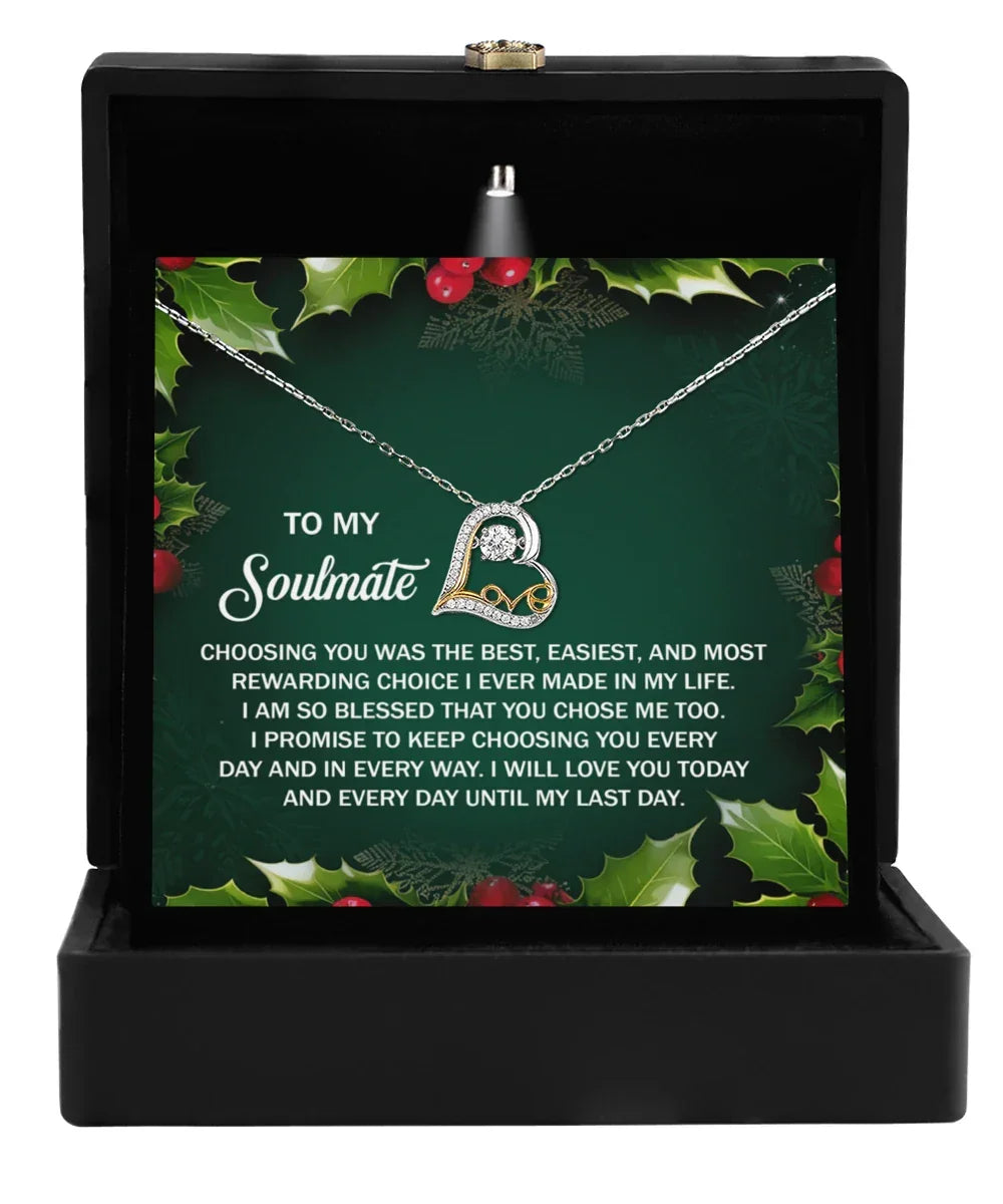 Gift for Soulmate, Girlfriend, Wife - Choose Me Too - Love Dancing Heart Pendant Necklace