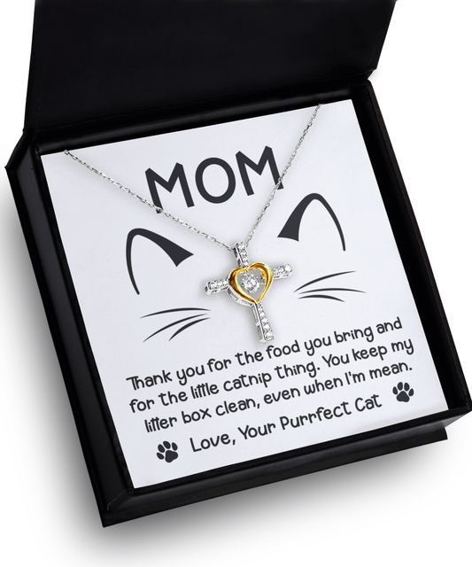 Gift for Cat Mom -Thank you for The Catnip Thing Even When I'm Mean Cross Pendant Necklace - Mallard Moon Gift Shop