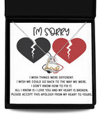 Apology Gift for Girlfriend, Wife, Soulmate - Sorry, Heart Is Broken - Love Dancing Heart Pendant Necklace