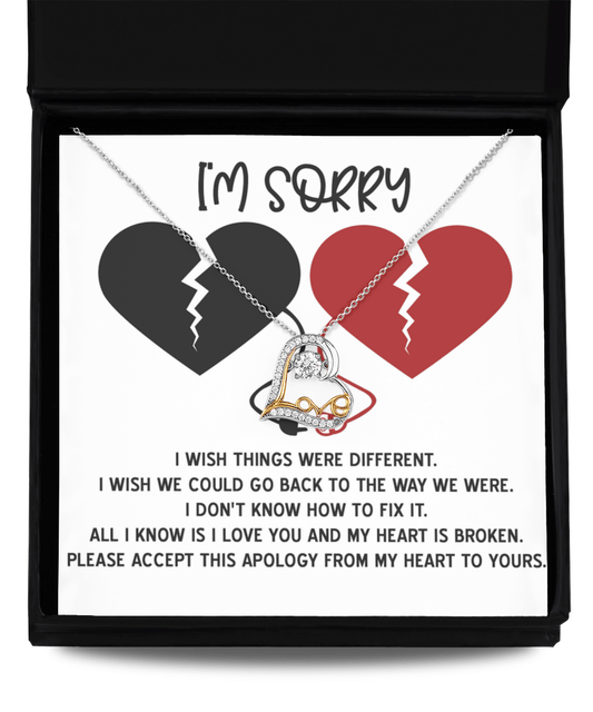 Apology Gift for Girlfriend, Wife, Soulmate - Sorry, Heart Is Broken - Love Dancing Heart Pendant Necklace - Mallard Moon Gift Shop