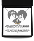 Apology Gift for Girlfriend, Wife, Soulmate - Sorry, Hurtful Words - Love Dancing Heart Pendant Necklace