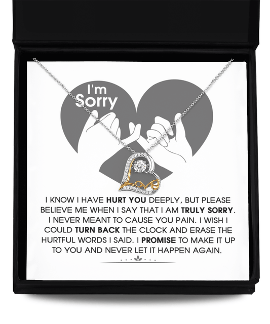 Apology Gift for Girlfriend, Wife, Soulmate - Sorry, Hurtful Words - Love Dancing Heart Pendant Necklace - Mallard Moon Gift Shop