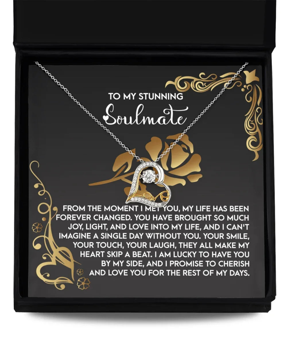 To My Stunning Soulmate - Love Dancing Heart Necklace – A Romantic Gift to Celebrate Joy, Love, and Forever Devotion