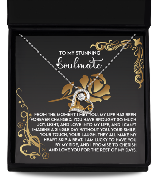 To My Stunning Soulmate - Love Dancing Heart Necklace – A Romantic Gift to Celebrate Joy, Love, and Forever Devotion - Mallard Moon Gift Shop