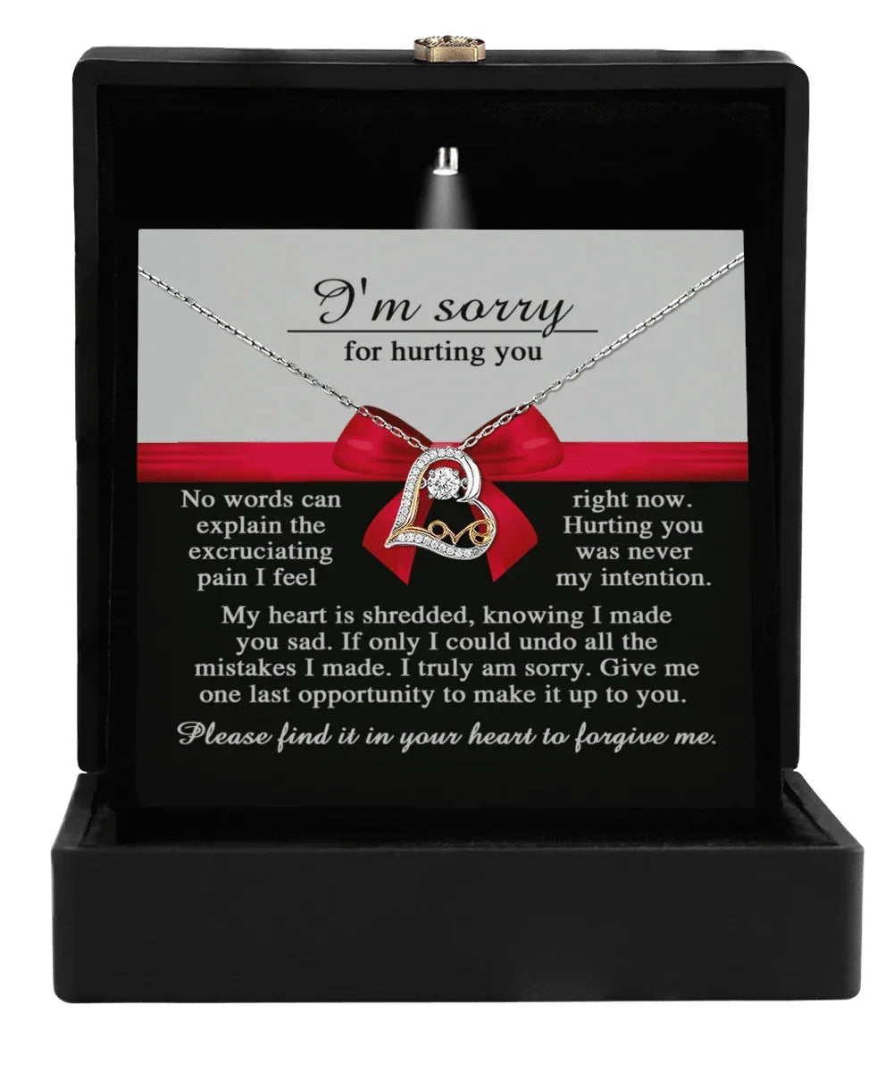 Apology Gift for Girlfriend, Wife, Soulmate - Sorry, Made You Sad - Love Dancing Heart Pendant Necklace