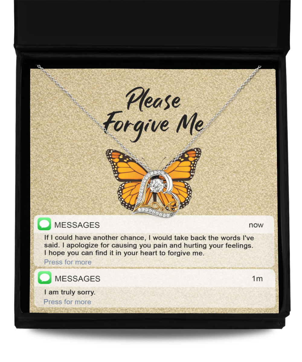 Apology Gift for Girlfriend, Wife, Soulmate - Sorry, In Your Heart - Love Heart Pendant Necklace - Mallard Moon Gift Shop