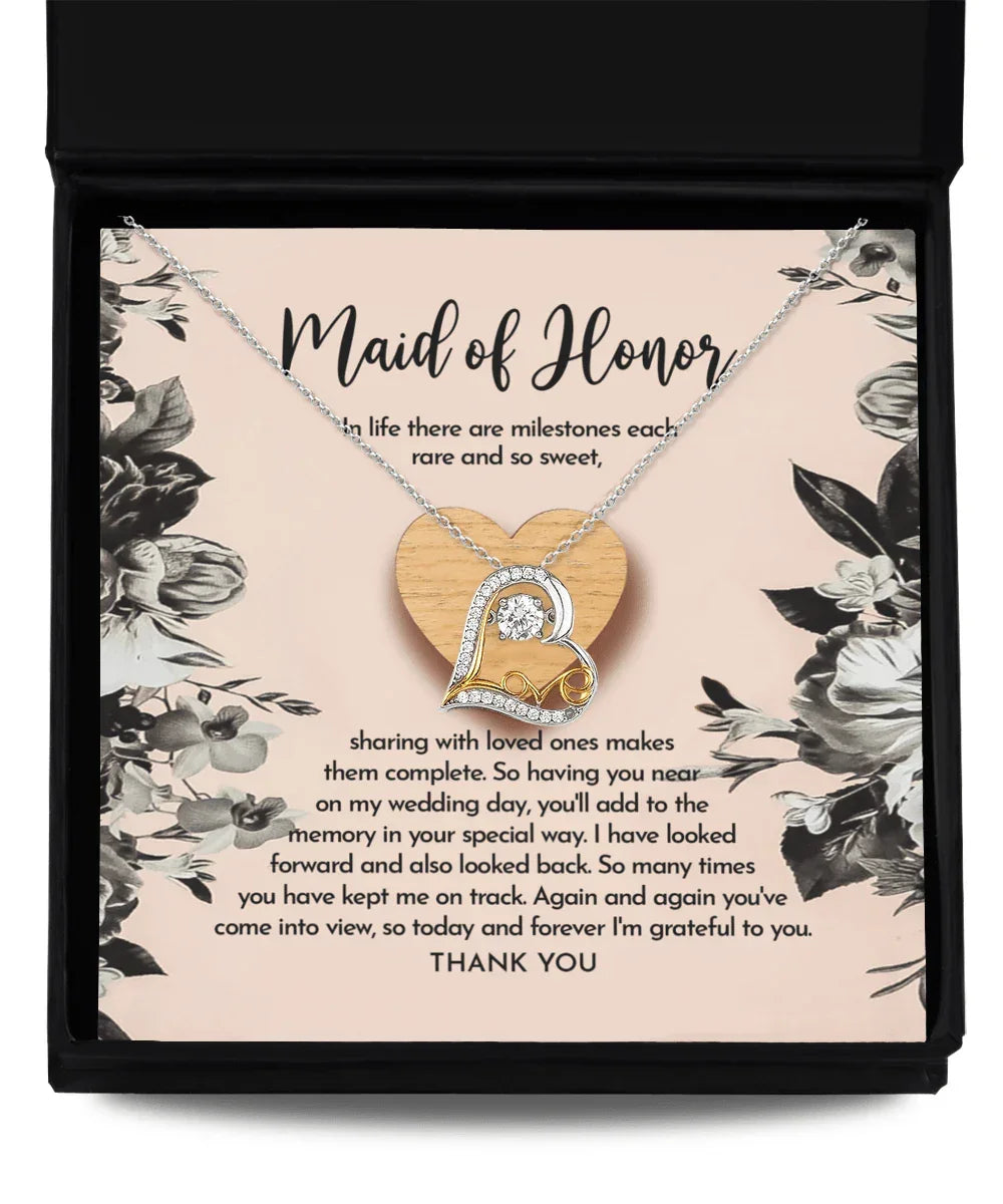 Maid of Honor Wedding Day Gift - My Wedding Day - Love Dancing Heart Pendant Necklace