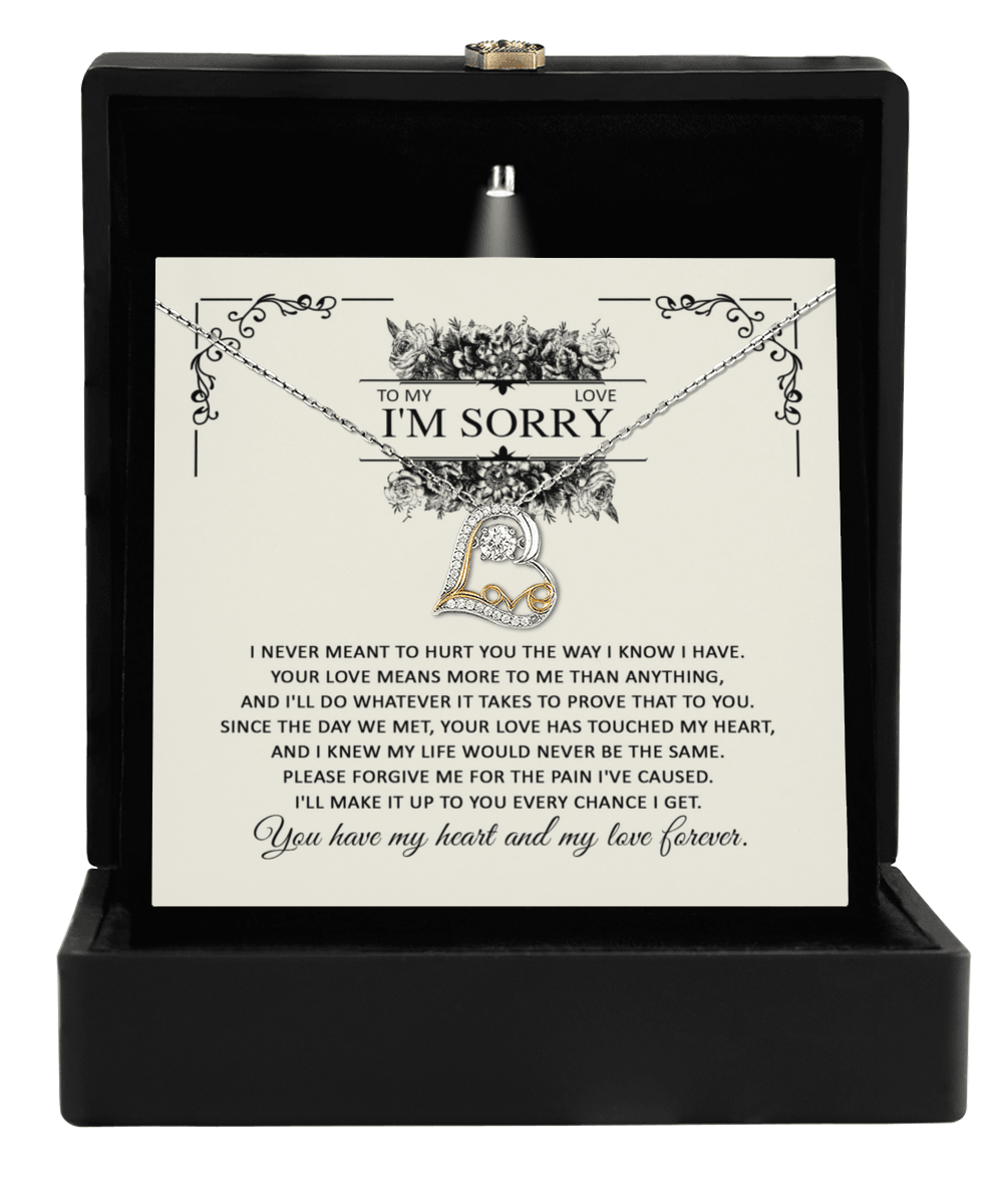 Apology Gift for Her - To My Love, I'm Sorry - Love Dancing Heart Pendant Necklace - Mallard Moon Gift Shop
