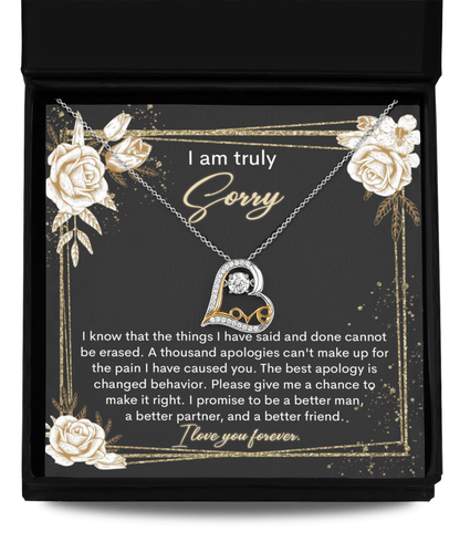 Apology Gift for Girlfriend, Wife, Soulmate - Sorry, Cannot Be Erased - Love Heart Pendant Necklace - Mallard Moon Gift Shop
