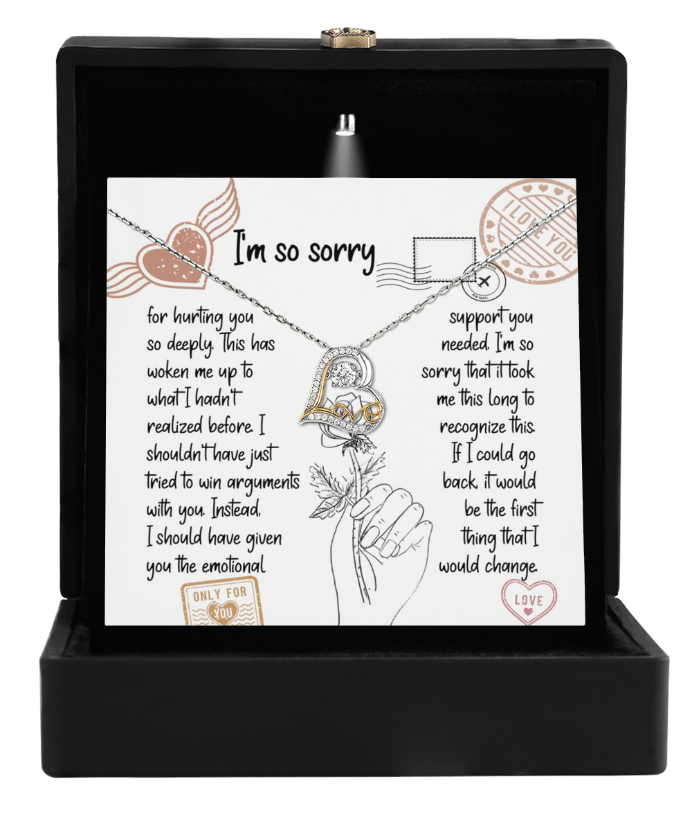 Apology Gift for Girlfriend, Wife, Soulmate, Emotional Support - Love Dancing Heart Pendant Necklace - Mallard Moon Gift Shop