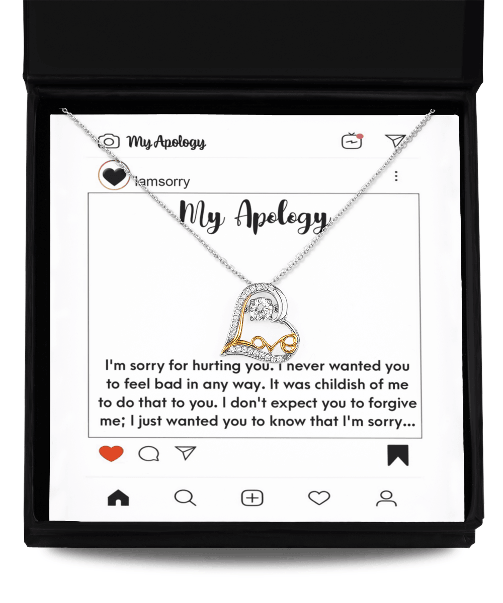 Apology Gift for Girlfriend, Wife, Soulmate - I'm Sorry for Hurting You - Love Heart Pendant Necklace - Mallard Moon Gift Shop
