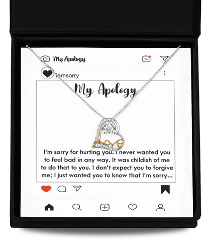 Apology Gift for Girlfriend, Wife, Soulmate - I'm Sorry for Hurting You - Love Heart Pendant Necklace - Mallard Moon Gift Shop
