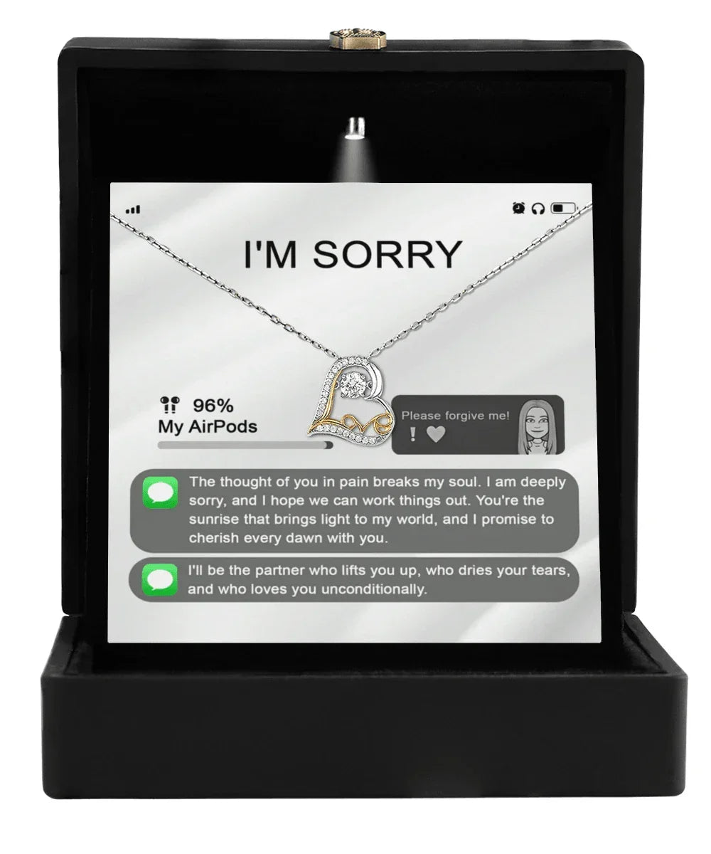 Apology Gift for Girlfriend, Wife, Soulmate - Sorry, Breaks My Soul - Love Heart Pendant Necklace