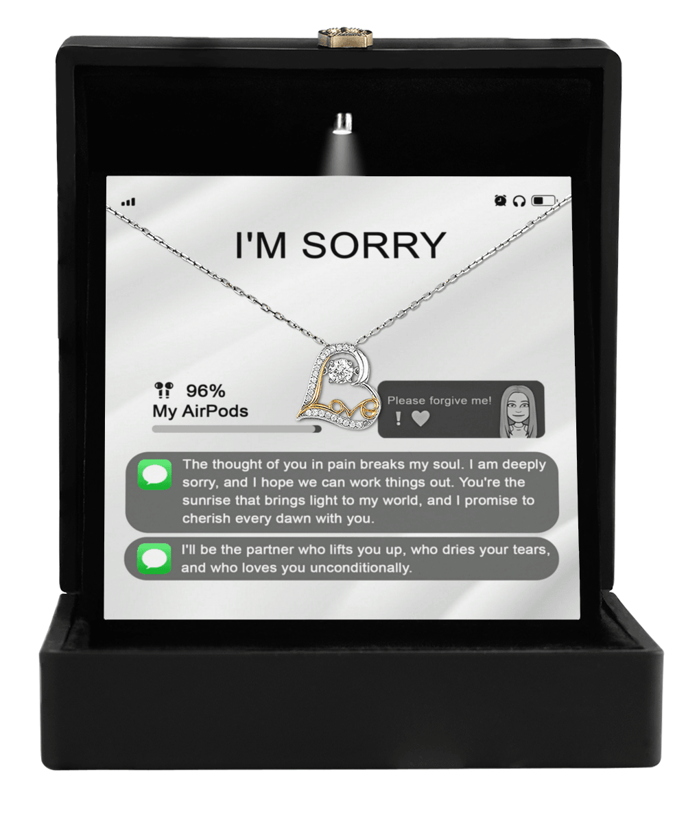 Apology Gift for Girlfriend, Wife, Soulmate - Sorry, Breaks My Soul - Love Heart Pendant Necklace - Mallard Moon Gift Shop