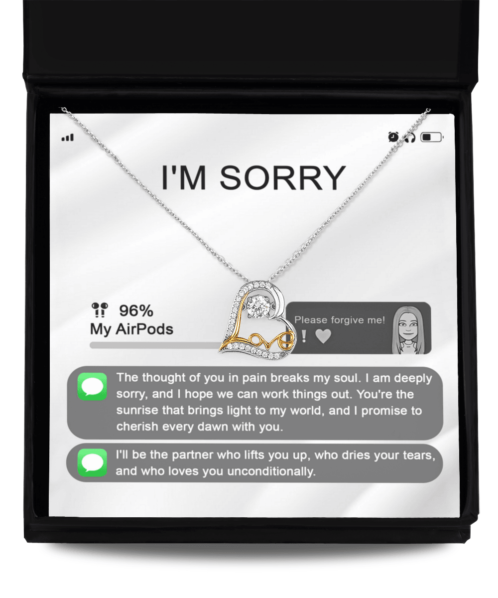 Apology Gift for Girlfriend, Wife, Soulmate - Sorry, Breaks My Soul - Love Heart Pendant Necklace - Mallard Moon Gift Shop