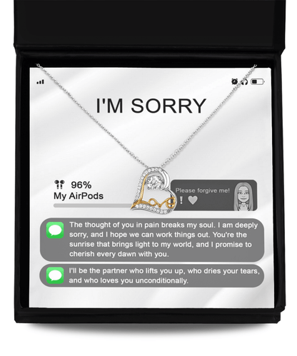 Apology Gift for Girlfriend, Wife, Soulmate - Sorry, Breaks My Soul - Love Heart Pendant Necklace - Mallard Moon Gift Shop