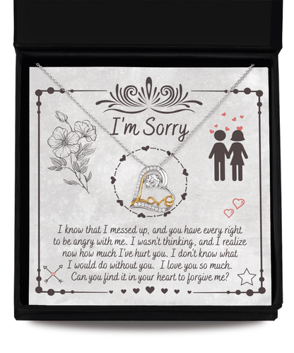 Apology Gift for Girlfriend, Wife, Soulmate - Sorry, I Would Do - Love Dancing Heart Pendant Necklace - Mallard Moon Gift Shop