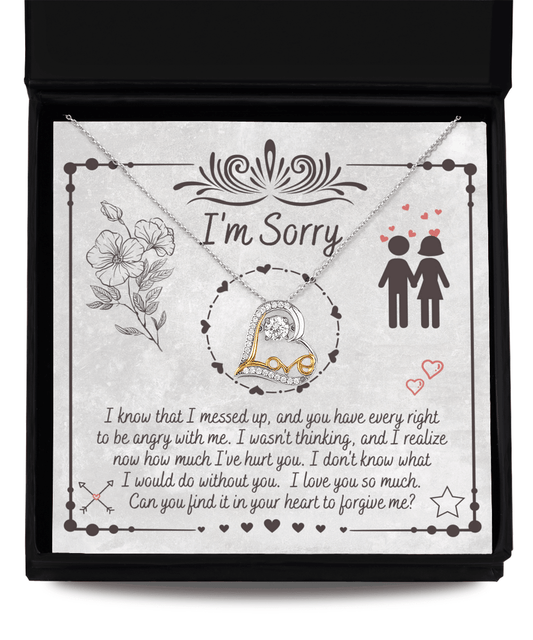 Apology Gift for Girlfriend, Wife, Soulmate - Sorry, I Would Do - Love Dancing Heart Pendant Necklace - Mallard Moon Gift Shop