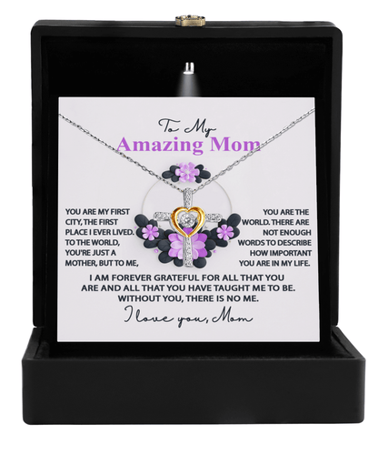 Mom, I am Forever Grateful, Without You, There is No Me - Cross Pendant Necklace - Mallard Moon Gift Shop