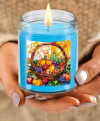 Bountiful Fall Fruit Basket - Stained Glass Soy Scented Container Jar Candle