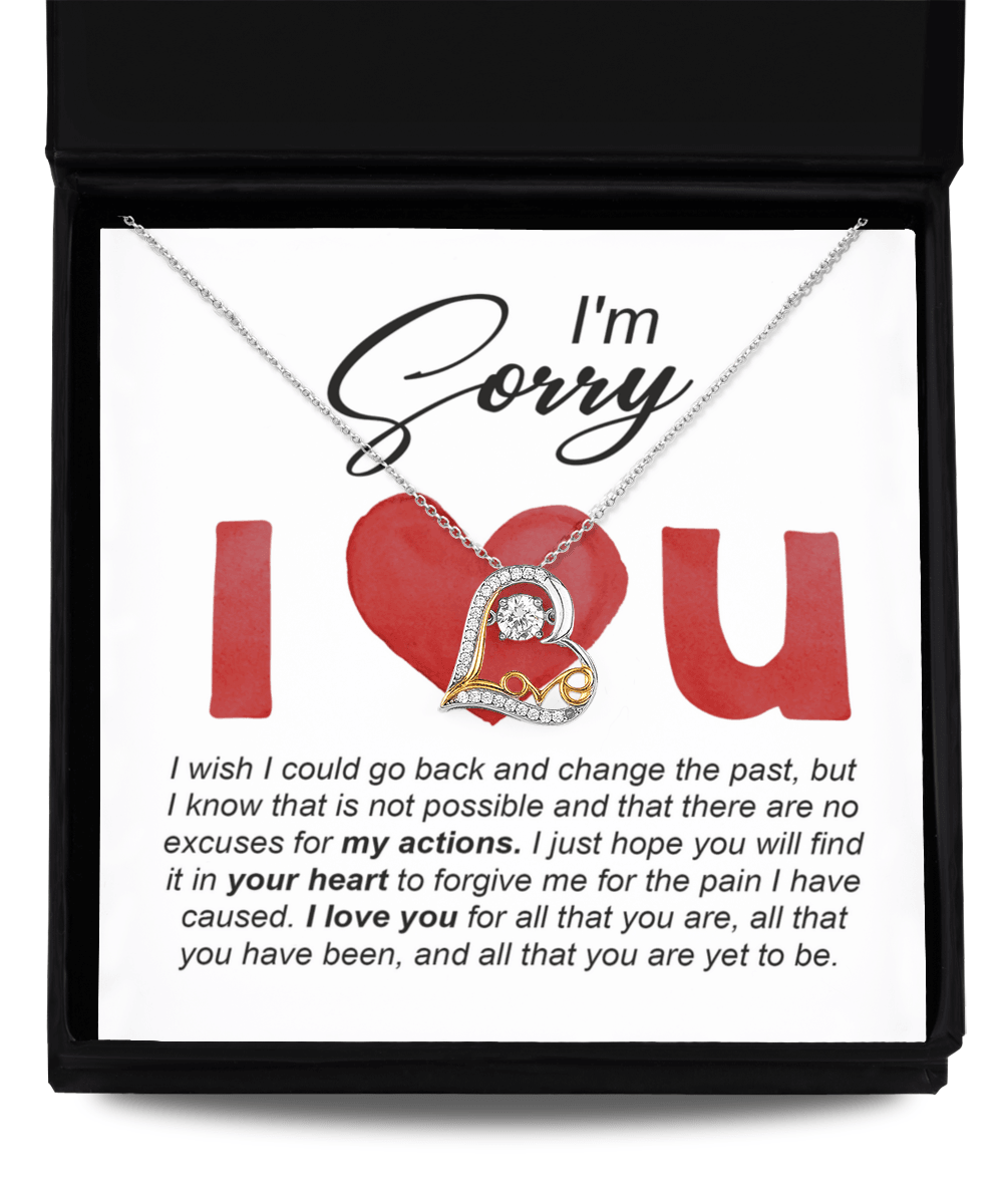 Gift for Girlfriend, Wife - Sorry, Change The Past - Love Dancing Heart Pendant Necklace - Mallard Moon Gift Shop