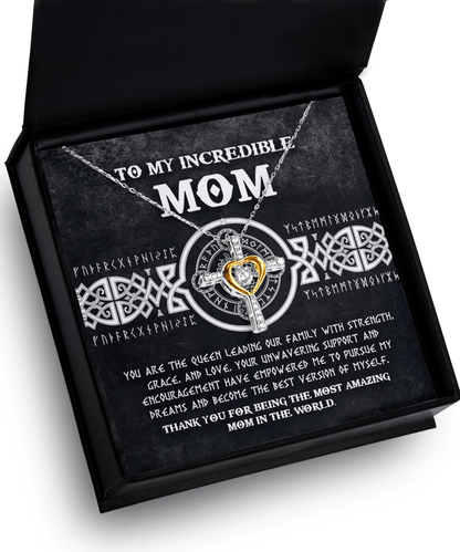 Mom - You are the Queen Leading our Family with Strength, Grace and Love Cross Pendant Necklace - Mallard Moon Gift Shop