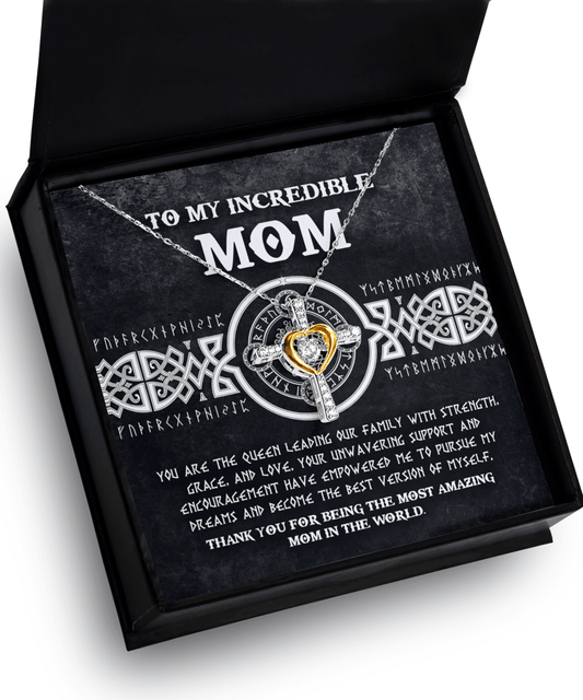 Mom - You are the Queen Leading our Family with Strength, Grace and Love Cross Pendant Necklace - Mallard Moon Gift Shop