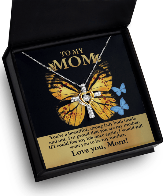Gift for Mom You are a Strong Lady, I'm Proud of You Cross Pendant Necklace - Mallard Moon Gift Shop