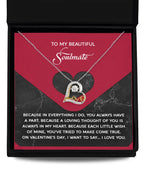 To My Beautiful Soulmate - Love Dancing Heart Necklace – A Romantic Valentine’s Day Gift Full of Love and Gratitude