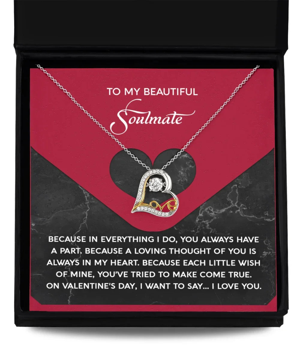 To My Beautiful Soulmate - Love Dancing Heart Necklace – A Romantic Valentine’s Day Gift Full of Love and Gratitude