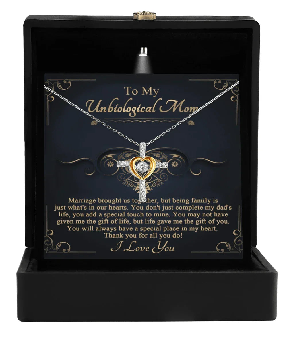 Gift for Unbiological Mother You Complete my Dad's Life Cross Pendant Necklace
