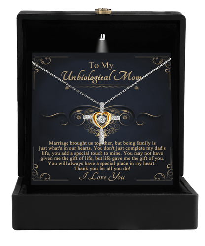 Gift for Unbiological Mother You Complete my Dad's Life Cross Pendant Necklace - Mallard Moon Gift Shop