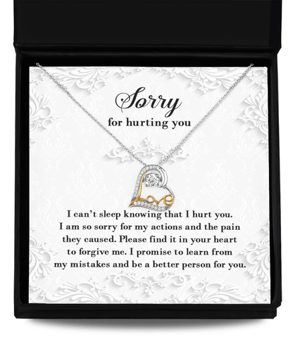 Apology Gift for Girlfriend, Wife, Soulmate - Sorry, Can’t Sleep - Love Dancing Heart Pendant Necklace - Mallard Moon Gift Shop