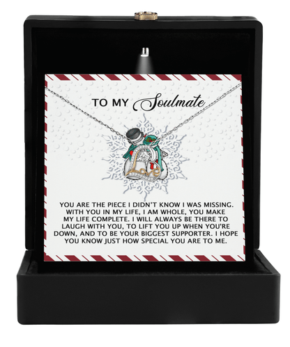 To My Soulmate You Are the Missing Piece Christmas Anniversary Heart Pendant Necklace for Wife Girlfriend Jewelry - Mallard Moon Gift Shop