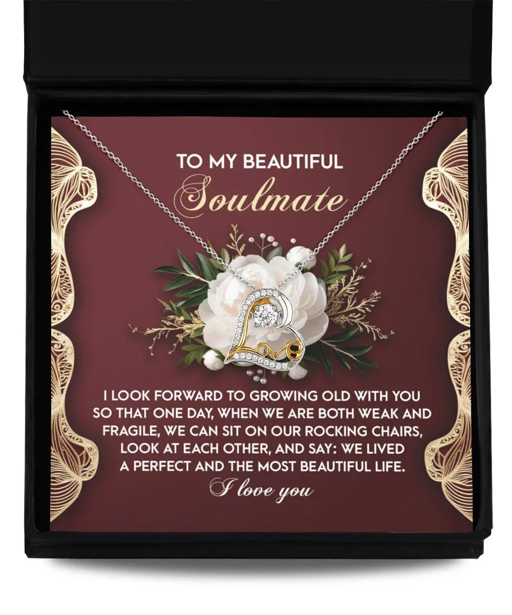 To My Beautiful Soulmate - Love Dancing Heart Necklace – A Romantic Gift Celebrating a Lifetime of Love