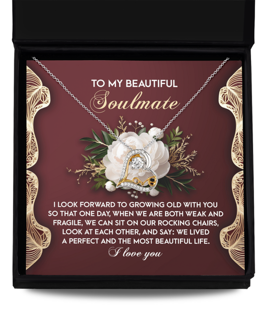 To My Beautiful Soulmate - Love Dancing Heart Necklace – A Romantic Gift Celebrating a Lifetime of Love - Mallard Moon Gift Shop