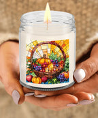 Bountiful Fall Fruit Basket - Stained Glass Soy Scented Container Jar Candle