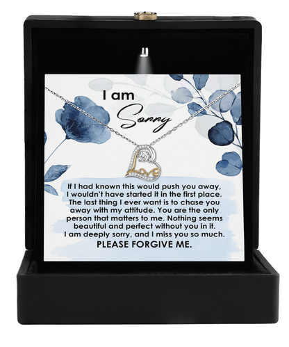 Apology Gift for Girlfriend, Wife, Soulmate - Sorry, Push You Away - Love Dancing Heart Pendant Necklace - Mallard Moon Gift Shop