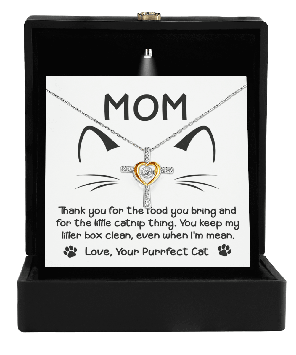 Gift for Cat Mom -Thank you for The Catnip Thing Even When I'm Mean Cross Pendant Necklace - Mallard Moon Gift Shop