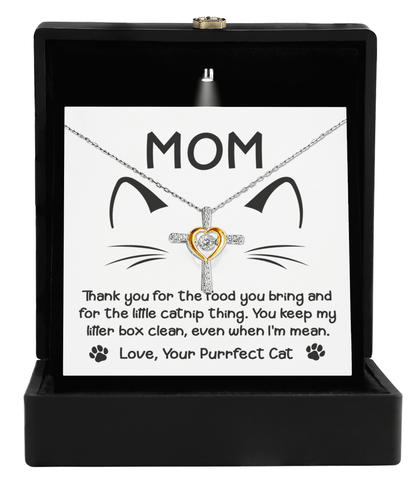Gift for Cat Mom -Thank you for The Catnip Thing Even When I'm Mean Cross Pendant Necklace - Mallard Moon Gift Shop