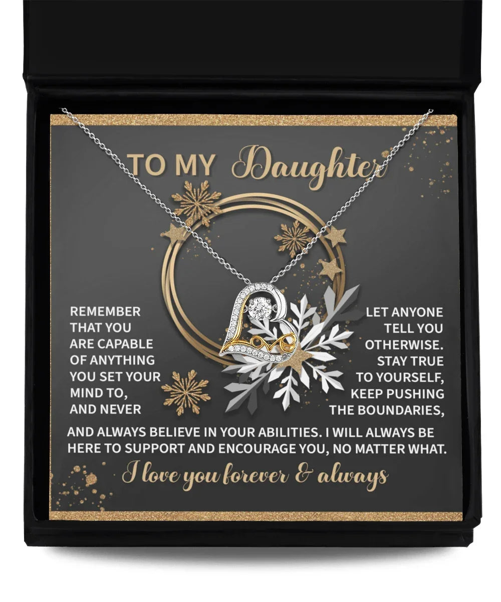 To My Daughter - Set Your Mind Love Dancing Heart Pendant Necklace