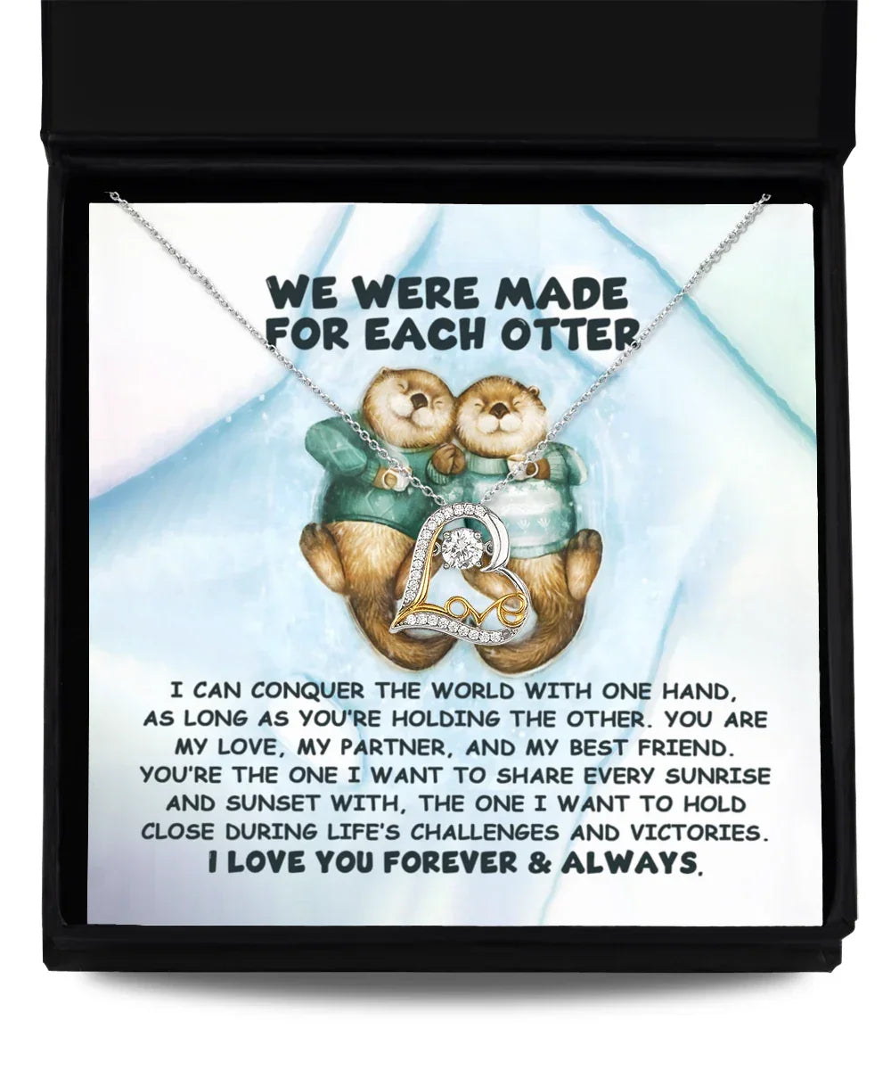 Soulmate, Wife, Girlfriend Gift - Made For Each Otter - Love Dancing Heart Pendant Necklace