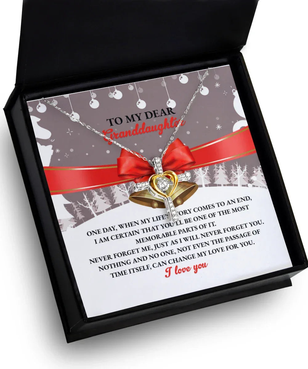 To My Dear Granddaughter – Faith & Love Cross Dancing Necklace Gift with Heartfelt Message Card