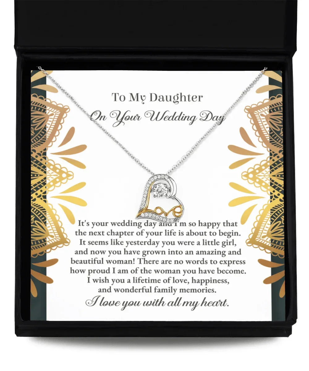 Daughter Wedding Day Gift - A Little Girl - Love Dancing Heart Pendant Necklace