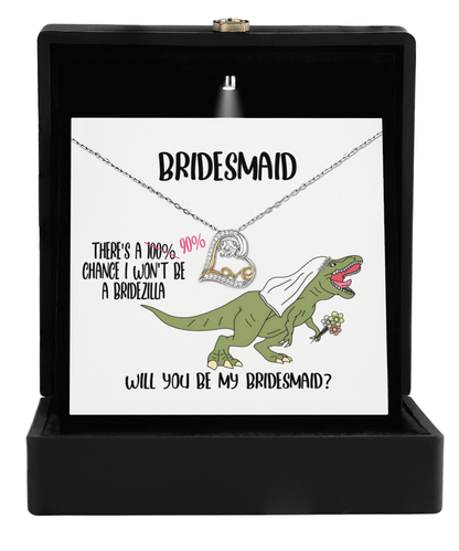 Bridesmaid Wedding Party Proposal Invitation Love Heart Necklace Gift from Bridezilla, Bridesmaid Gifts - Mallard Moon Gift Shop